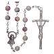 Rosary in semi-crystal with 6mm round marbled white beads s1