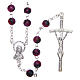 Rosary in semi-crystal with 6mm round fuchsia and black beads s1