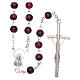 Rosary in semi-crystal with 6mm round fuchsia and black beads s2