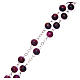 Rosary in semi-crystal with 6mm round fuchsia and black beads s3