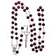 Rosary in semi-crystal with 6mm round fuchsia and black beads s4