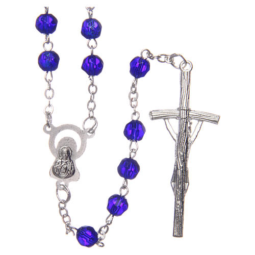 Rosary in semi-crystal with 6mm round blue beads 2