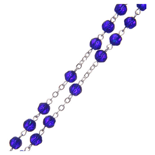 Rosary in semi-crystal with 6mm round blue beads 3