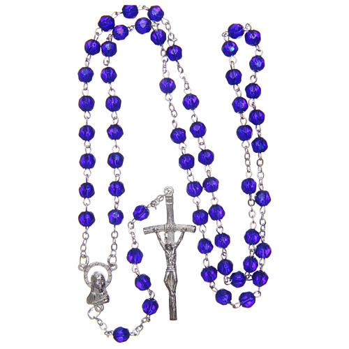 Rosary in semi-crystal with 6mm round blue beads 4