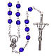 Rosary in semi-crystal with 6mm round blue beads s1