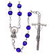 Rosary in semi-crystal with 6mm round blue beads s2