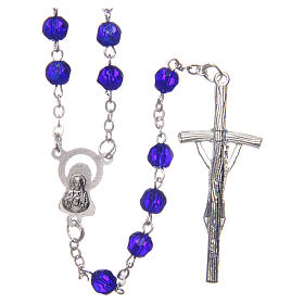 Rosari vetro: Rosario semicristallo blu tondo 6 mm