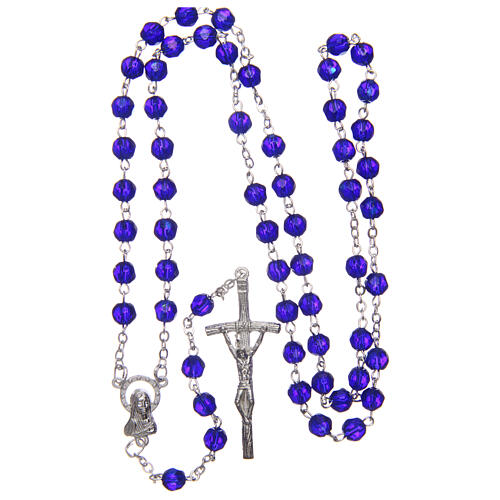 Rosary blue semi-crystal round beads 6 mm 4