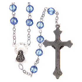Rosary in semi-crystal with 6mm round light blue beads