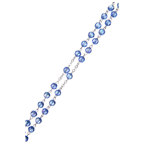 Rosary in semi-crystal with 6mm round light blue beads 3