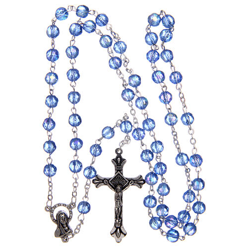 Rosary light blue semi-crystal round beads 6 mm 4