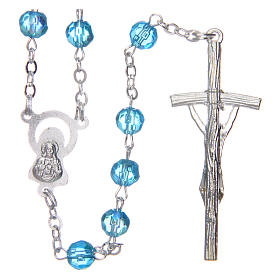 Rosary in semi-crystal with 6mm round aquamarine beads