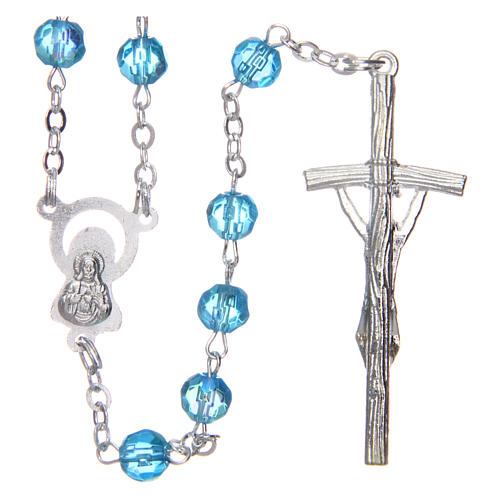 Rosary in semi-crystal with 6mm round aquamarine beads 2