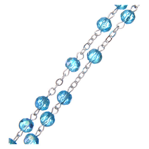 Rosary in semi-crystal with 6mm round aquamarine beads 3