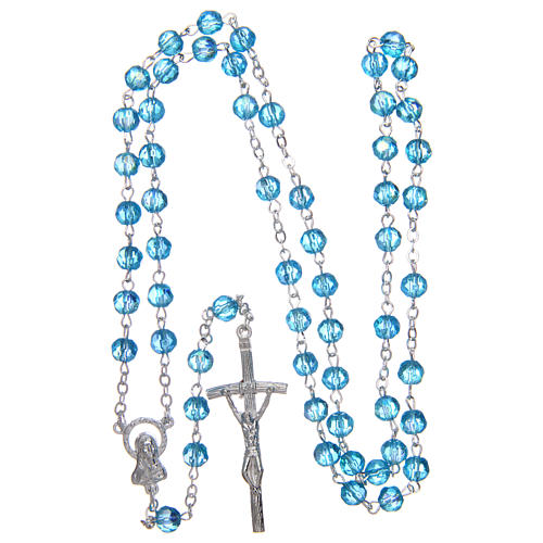Rosary in semi-crystal with 6mm round aquamarine beads 4