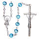 Rosary in semi-crystal with 6mm round aquamarine beads s2