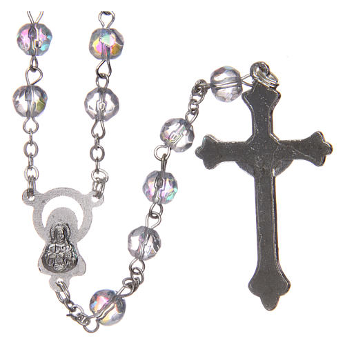 Rosary in semi-crystal with 6mm round white beads 2