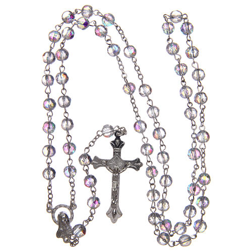 Rosary in semi-crystal with 6mm round white beads 4