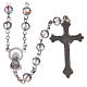 Rosary in semi-crystal with 6mm round white beads s2