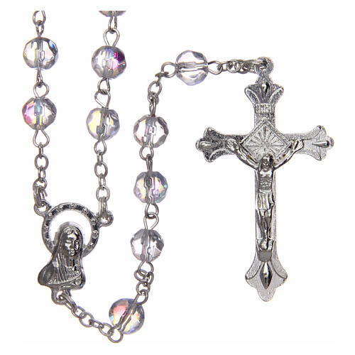 Rosary white round semi-crystal beads 6 mm 1