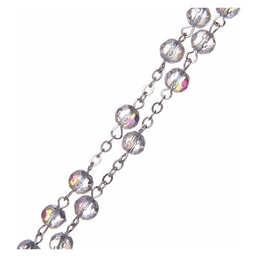 Rosary white round semi-crystal beads 6 mm 3