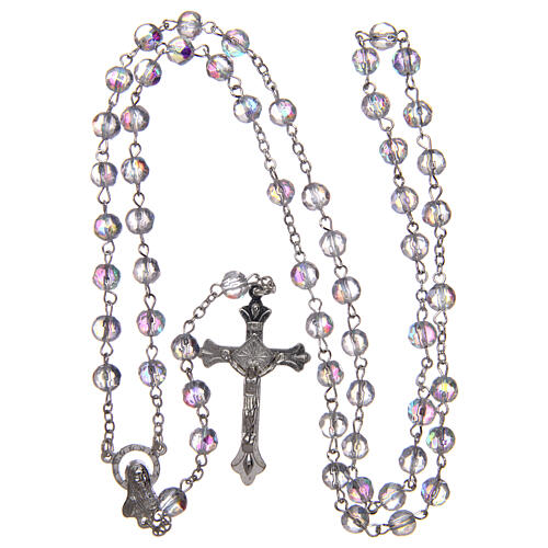Rosary white round semi-crystal beads 6 mm 4