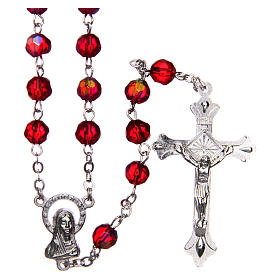 Rosary in semi-crystal with 6mm round red beads