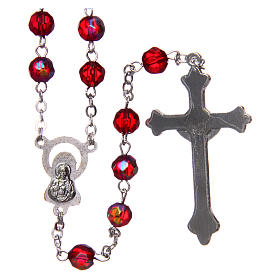 Rosary in semi-crystal with 6mm round red beads
