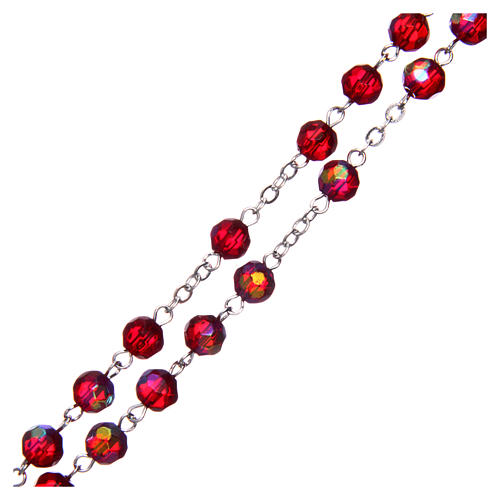 Rosary in semi-crystal with 6mm round red beads 3
