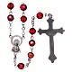 Rosary in semi-crystal with 6mm round red beads s2