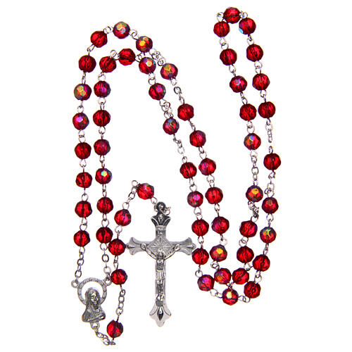 Rosary red round semi-crystal beads 6 mm 4