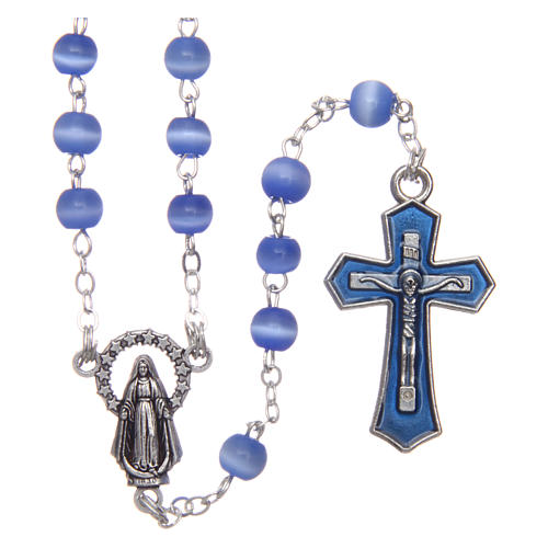 Glass rosary with round blue beads 5 mm 1