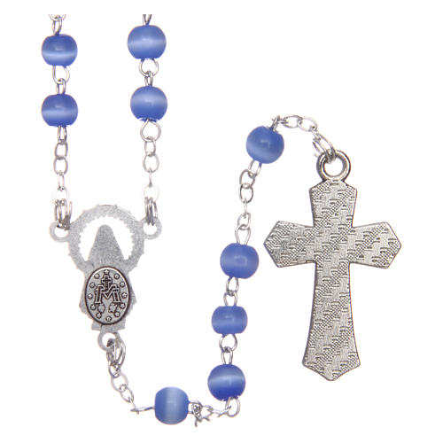 Glass rosary with round blue beads 5 mm 2