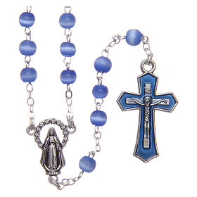 Terços em Vidro: Terço vidro contas redondas azuis escuras 5 mm