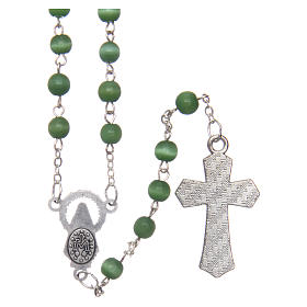 Glass rosary with round green beads 5 mm