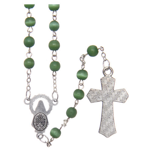 Glass rosary with round green beads 5 mm 2