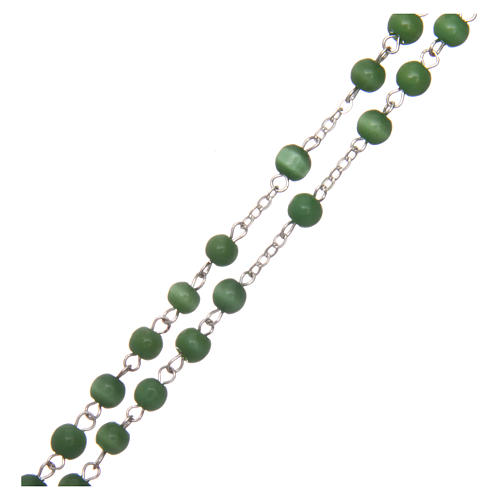 Glass rosary with round green beads 5 mm 3
