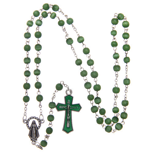Glass rosary with round green beads 5 mm 4