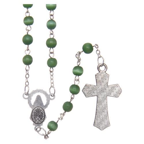 Glass rosary round green beads 5 mm 2