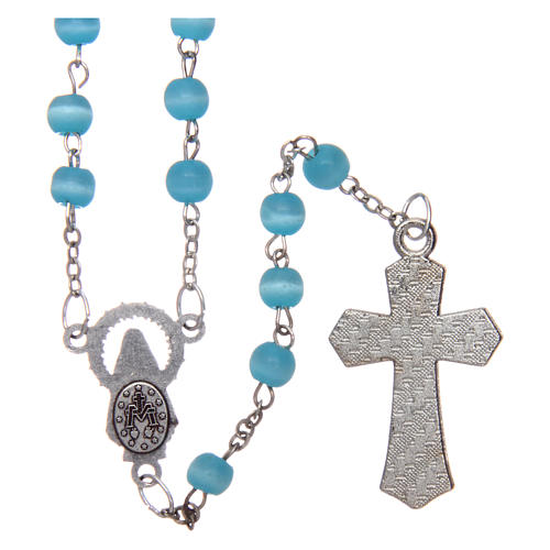 Glass rosary with round light blue beads 5 mm 2