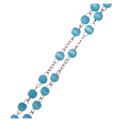 Glass rosary with round light blue beads 5 mm 3