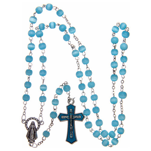 Glass rosary with round light blue beads 5 mm 4