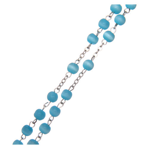 Glass rosary round light blue beads 5 mm 3