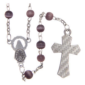 Glass rosary with round purple beads 5 mm