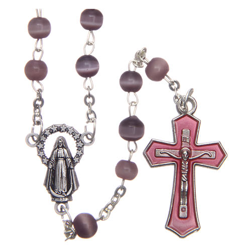 Glass rosary with round purple beads 5 mm 1