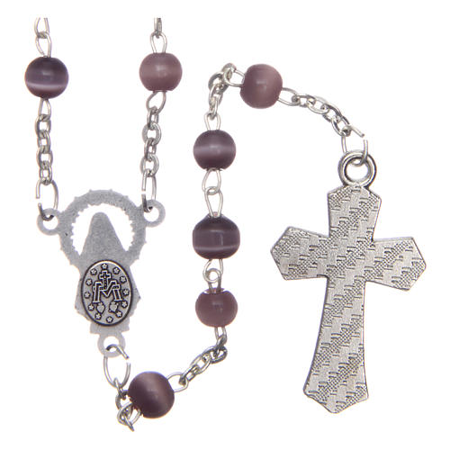 Glass rosary with round purple beads 5 mm 2