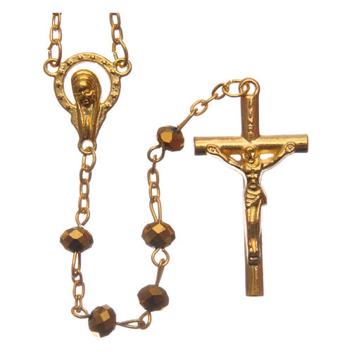 Rosary in golden faceted glass 6mm 1