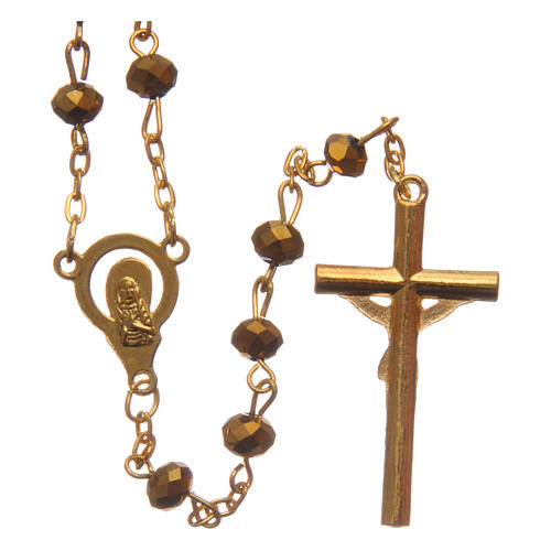 Rosary in golden faceted glass 6mm 2