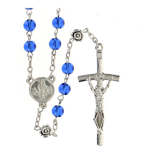 Glass rosary blue beads 3 mm 1