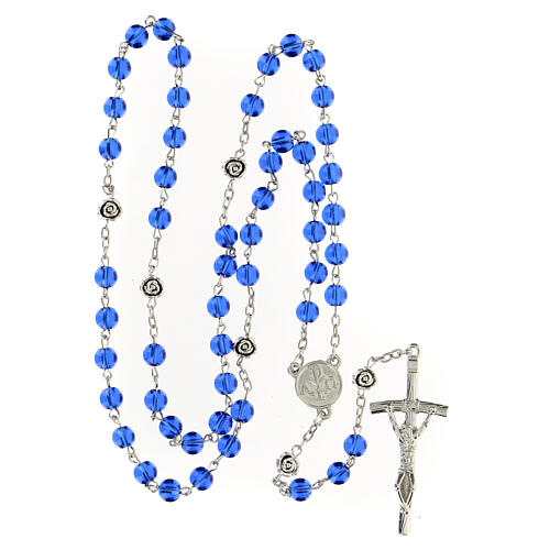Glass rosary blue beads 3 mm 4